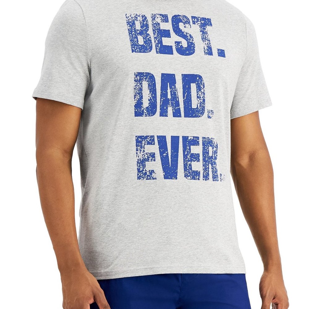Club Room Men's Grey Heather 'Best Dad' T-Shirt, size Medium